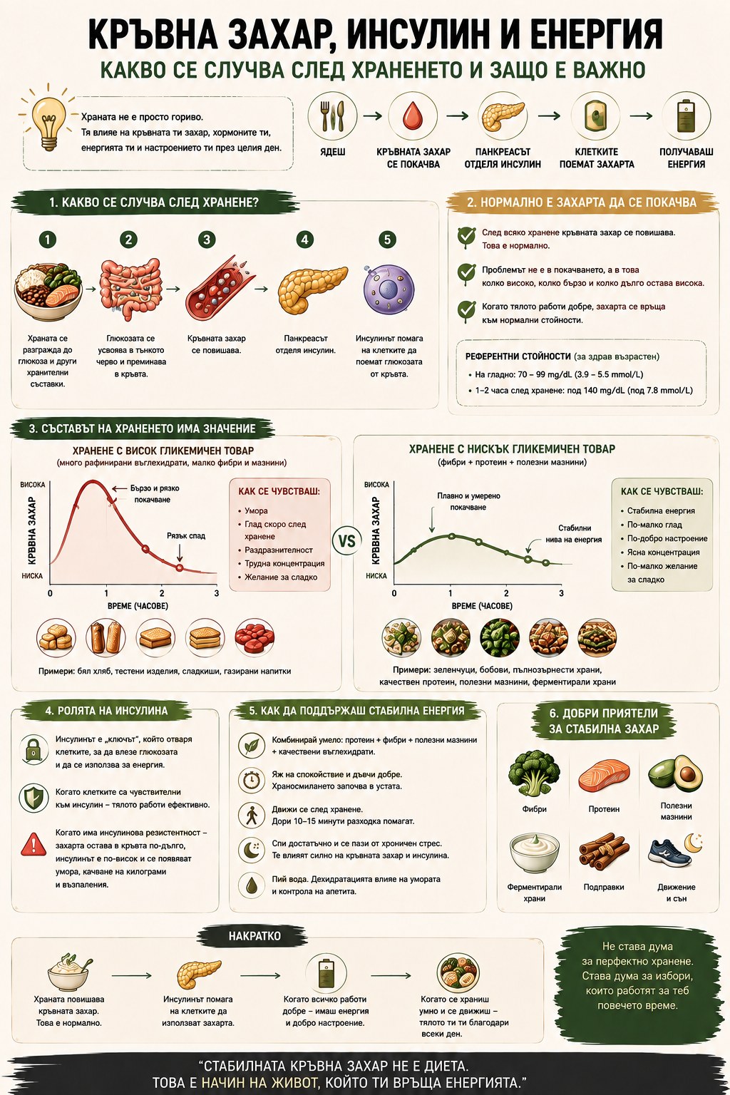 Инфографика: кръвна захар, инсулин и енергия
